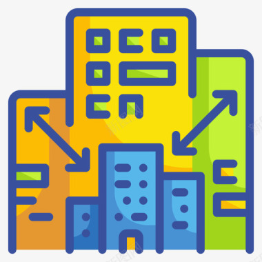 建筑物商业309线性颜色图标图标