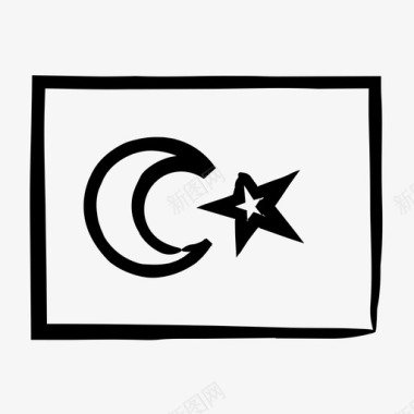 土耳其国旗国旗素描手绘国旗图标图标