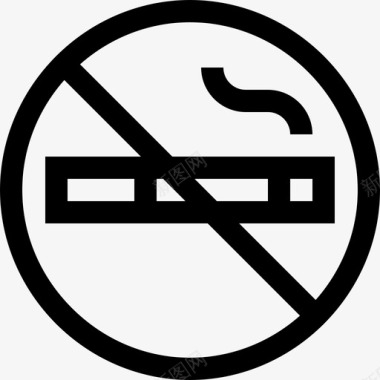 禁止吸烟公共标志3直线图标图标