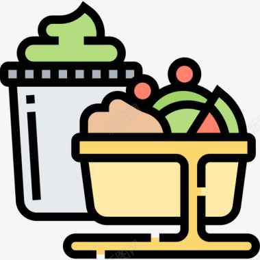 沙拉健康食品19原色图标图标