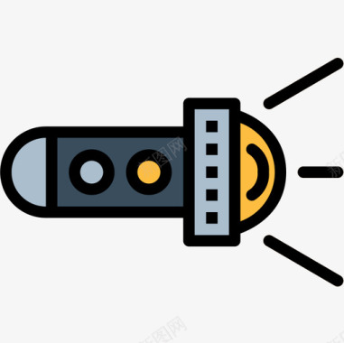 大型手电筒手电筒侦探3线性颜色图标图标