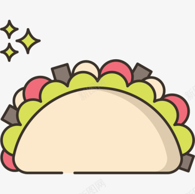 玉米煎饼食品饮料6线性颜色图标图标