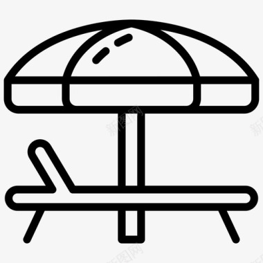 沙滩暴晒遮阳伞沙滩椅沙滩伞图标图标