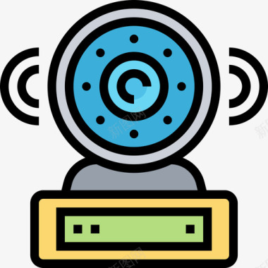 彩色羽毛监控摄像机机密信息7线性彩色图标图标