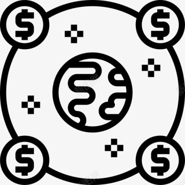 世界金钱65直线图标图标