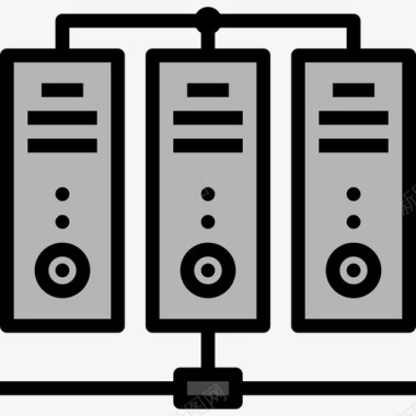 数据上升图标服务器数据处理3线性颜色图标图标