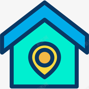 房屋设计房屋地图和导航8线性颜色图标图标