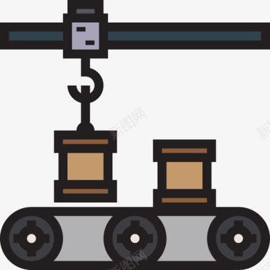 输送机运输工厂3线性颜色图标图标