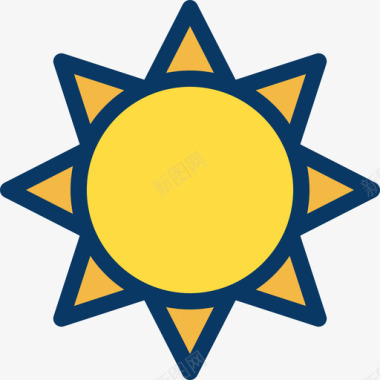 自然的太阳自然59线性颜色图标图标