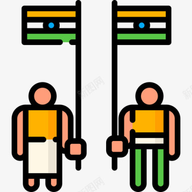 国旗印度共和国第二天线形颜色图标图标