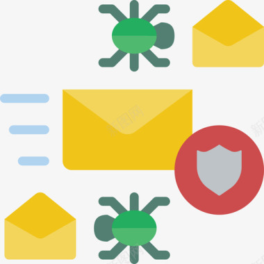 安全图标电子邮件网络安全15扁平图标图标