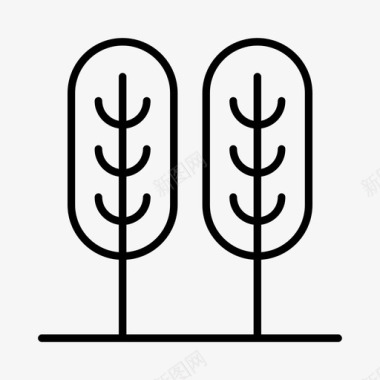 植物插画树木植物学花园图标图标