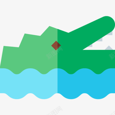 水墨鳄鱼鳄鱼澳大利亚16平坦图标图标