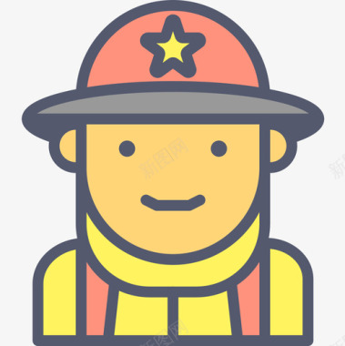 常用消防标识消防员工作2线性颜色图标图标