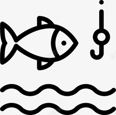 钓鱼公共标志5直线图标图标