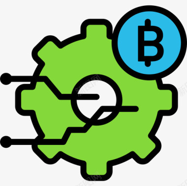 加密货币设置加密3线性颜色图标图标