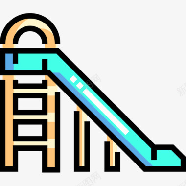 滑梯游乐园26线性颜色图标图标