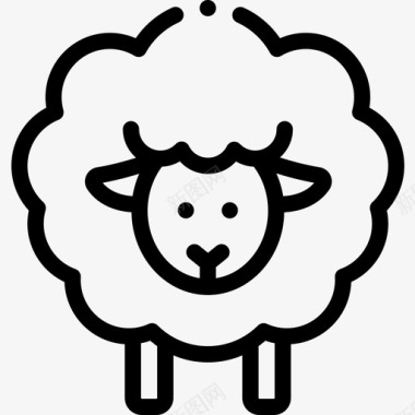 绵羊织物特征5线形图标图标