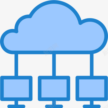 网络销售图标云计算通信网络5蓝色图标图标