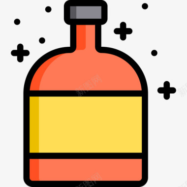 酒瓶酒瓶酒精饮料3线性颜色图标图标