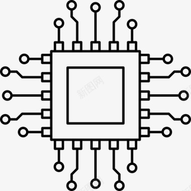 Intel芯片微芯片电路板电路图标图标