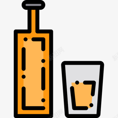 瓶子饮料和饮料5线性颜色图标图标