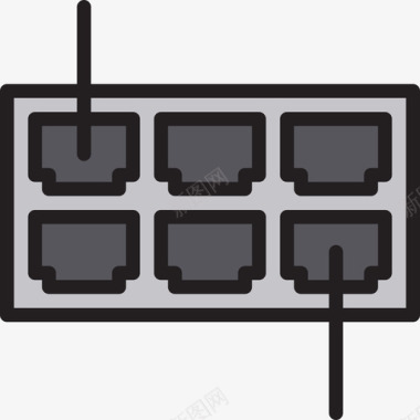 集线器数据和网络3线颜色图标图标