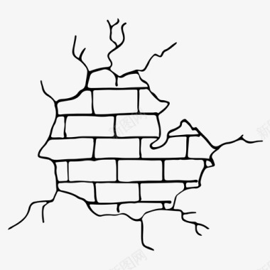 墙裂砖墙碎墙图标图标