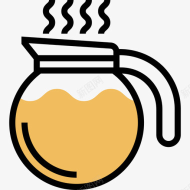 咖啡壶咖啡59黄色阴影图标图标