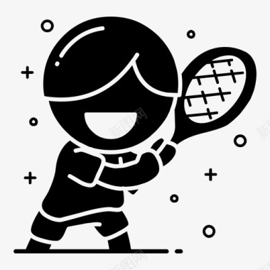 放飞梦想网球运动员击中伟大的梦想坚实图标图标