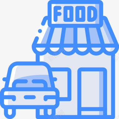 商店食品配送30蓝色图标图标