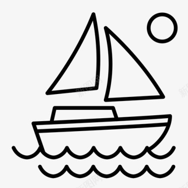 帆船海滩海上图标图标