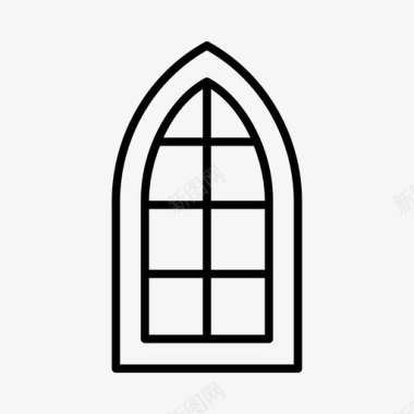 大教堂窗户拱形窗户建筑图标图标