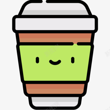 幸福咖啡杯幸福8线性颜色图标图标