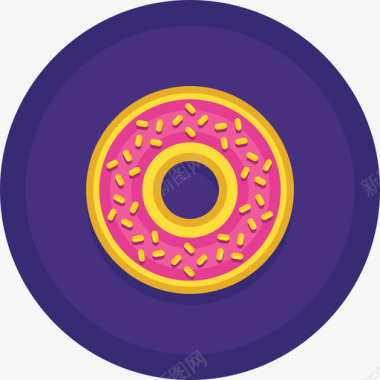 甜甜圈咖啡63扁平圆形图标图标