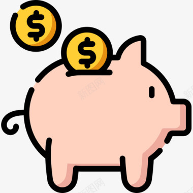 小猪存钱罐零售8线性颜色图标图标