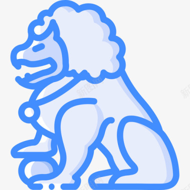 狮子中国34蓝色图标图标