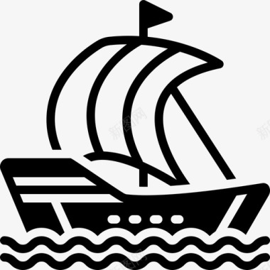 海盗湾帆船轮廓图标图标
