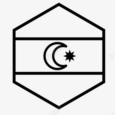 六边形的轮廓阿塞拜疆国旗国家世界图标图标