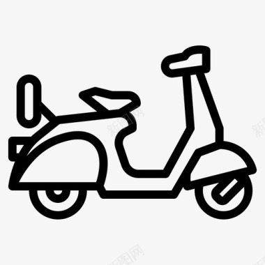 复古滑板车摩托车交通工具图标图标