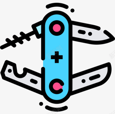 瑞士刀野营111线性颜色图标图标