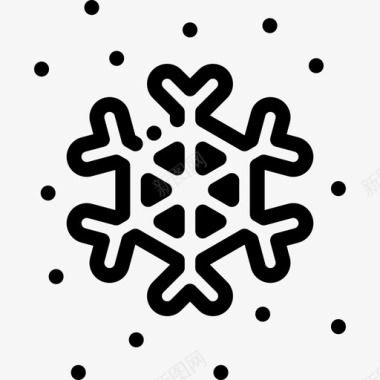 透明雪花线性自然雪花图标图标