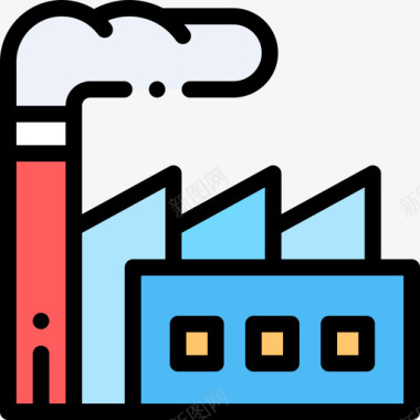 污染的空气工厂污染9线颜色图标图标