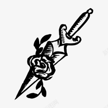 刀有玫瑰漂亮花图标图标