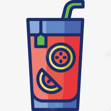柠檬茶食品饮料7线性颜色图标图标