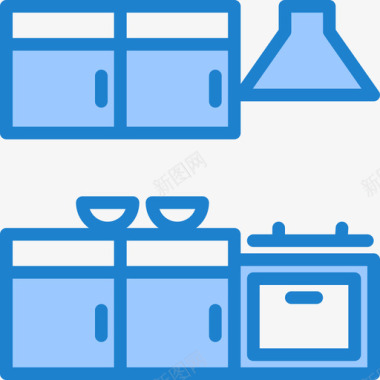 厨房用具家具和家用27蓝色图标图标