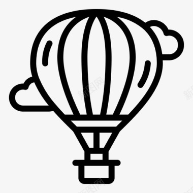 热气球云旅行图标图标