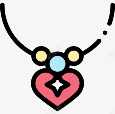 项链love75线性颜色图标图标