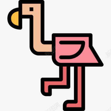 火烈鸟动物6线形颜色图标图标
