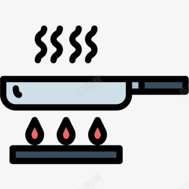 锅厨房工具19线性颜色图标图标